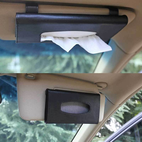 Sourban Car Sun Visor Servilleta Tela Caja Piel Sintetica