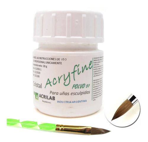 Acrilico Acryfine 30 Gs Polimeros + Pincel Uñas Esculpidas