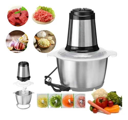 Multiprocessador Picador De Carne Alho Legumes Eletrico 2l Cor Maquina Processador Triturador De Alimentos Prata