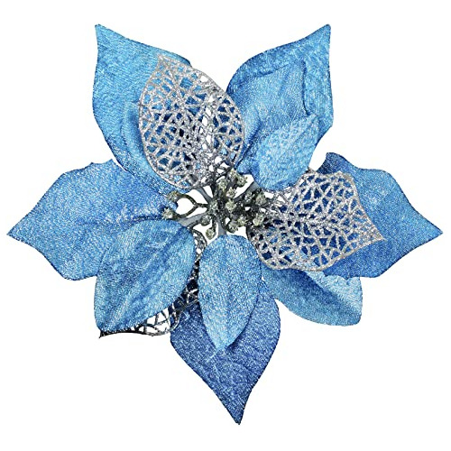 Conjunto De 20 Flores De Pascua Azul Purpurina De 8.7  ...