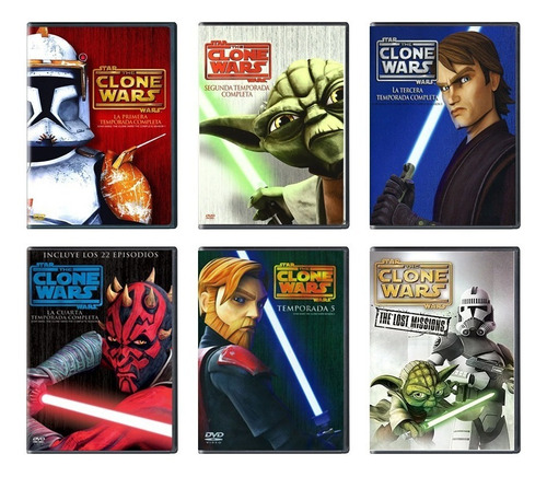 Star Wars The Clone Wars Paquete Serie Completa 1 - 6 Dvd
