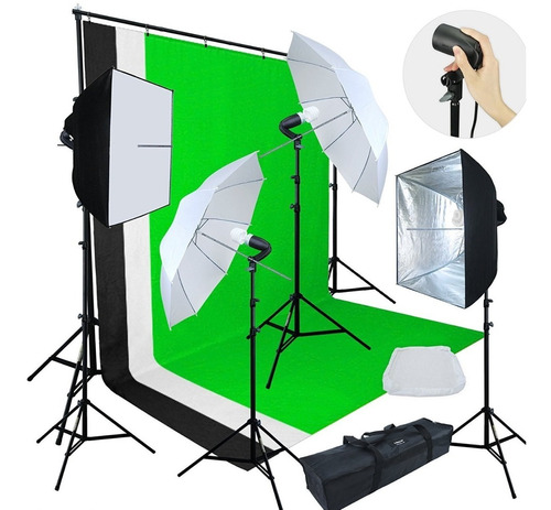 Kit De Iluminación Estudio Fotográfico 3 Colores De Telones