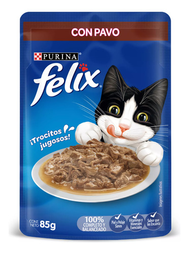 Alimento Húmedo Para Gato Felix Pavo 5 X 85g