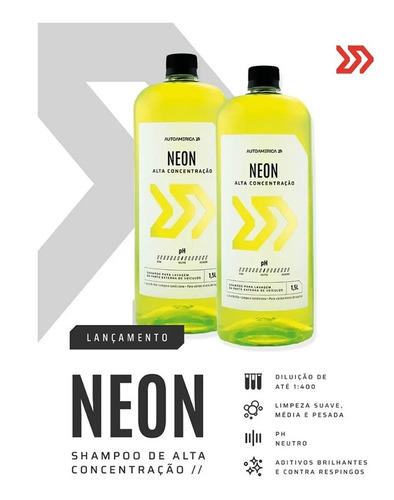 Imagem 2 de 2 de Neon Shampoo Neutro Puxa Brilho Autoamerica 1,5l