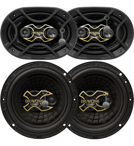 Falante Bravox Kit Facil Quadriaxial Gold 480w 6x9 + 6 Pol