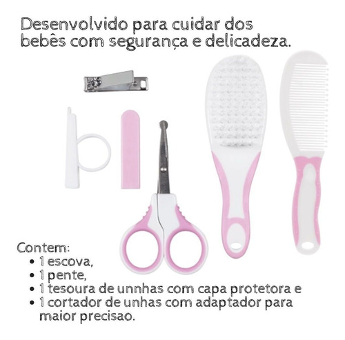 Kit Escova E Pente Kit Higiene Bebe Tesourinha Cortador Unha