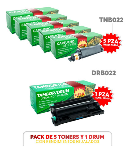 Kit Toner 5 Tnb022 Y 1 Tambor Drb022 Compatible