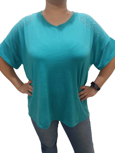 Remera Modal Con Brillo Mujer Talle Grande