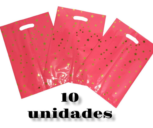 Bolsas Plásticas Para Dulces O Piñata 10 Uni Roja Estrellas