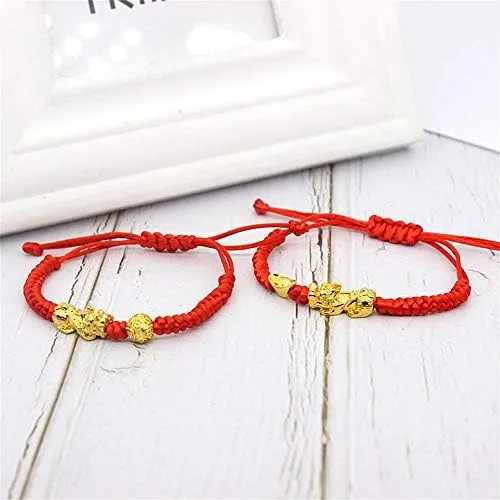 2 Pulseras De Hilo Rojo Pi Xiu Chino Feng Shui Pi Xiu Kabbal