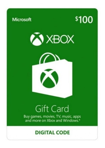 Tarjeta Gift Card Xbox De 100 Dólares (usa)
