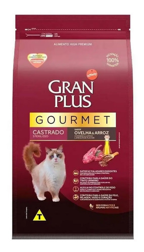 Ração Seca Gran Plus Gourmet Gato Castrado Ovelha Arroz 1kg