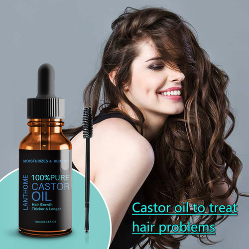 Genérica Castor Oil Natural Hair Growth Eyebrow Enhancer Serum Lift 10ml Almohadilla - Negro - Flores