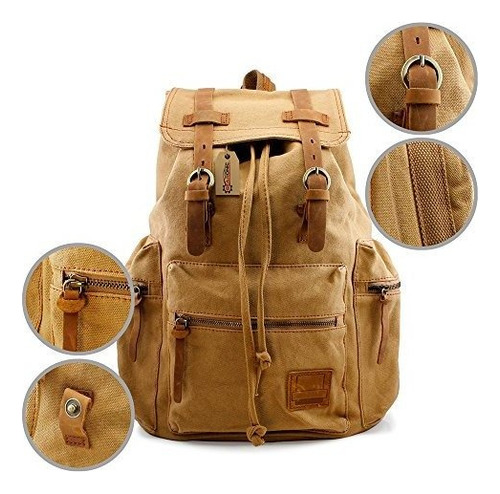 Mochila De Lona Vintage Para Hombres 15''