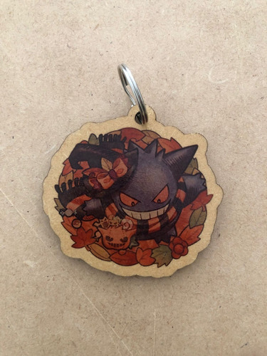 Imagen 2 de 9 de Llavero De Madera - Pokemon Halloween