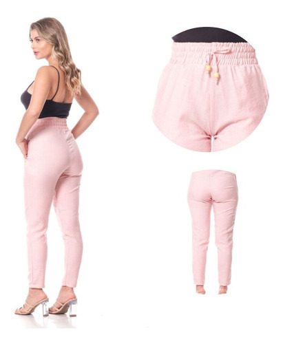 Imagem 3 de 6 de Calça Joguer Feminina Cintura Alta Tecido Confortável Cordão