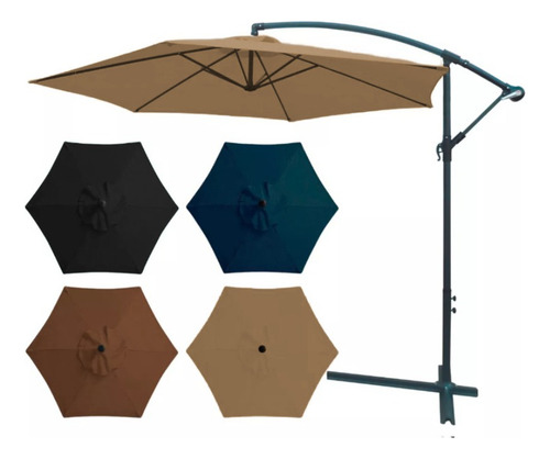 Guarda Sol Ombrelone Suspenso Lateral Base 3m Piscina Jardim
