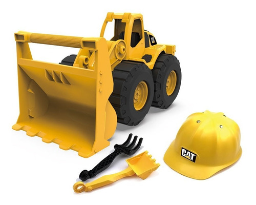 Camión Cat Set Herramientas 25cm Con Casco Pala Y Rastrillo