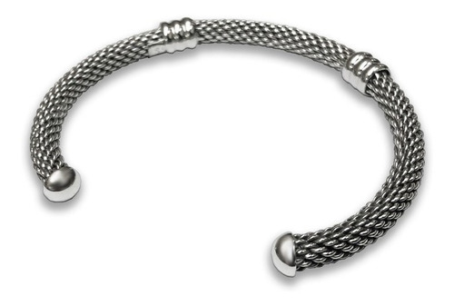 Brazalete Estilo Vikingo Tejido De Malla  Plata Maciza .925