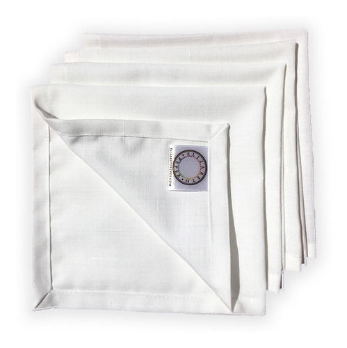 Juego De Servilletas De Tela Color Blanco Pack De 4 Unidades