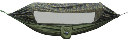 Hamaca Con Mosquitera De Nylon Portable 290x140cm Camo Verde