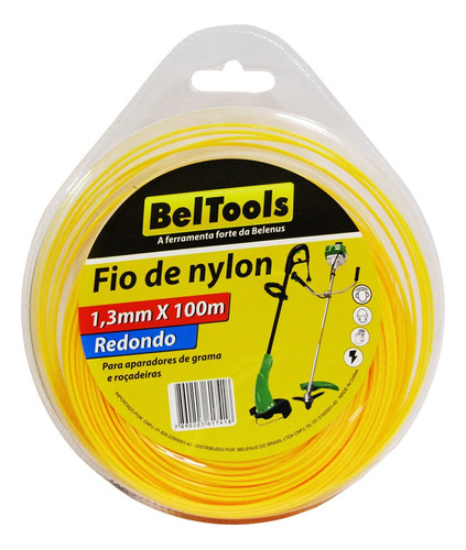 Fio De Nylon Redondo Roçadeira 3,0mm X50m Beltools