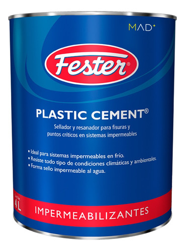 Fester Plastic Cement (4 L) Sellador De Juntas Y Fisuras Negro Mate