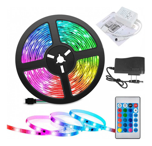Set 2 Cintas Led Rgb 5 Metros 5050 Ip64 Control Remoto Tira