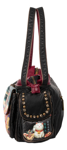 Bolsa Satchel Nicole Lee Vinipiel Estampada Akiko Fw24 Acabado de los herrajes Níquel Color Akiko La Belleza