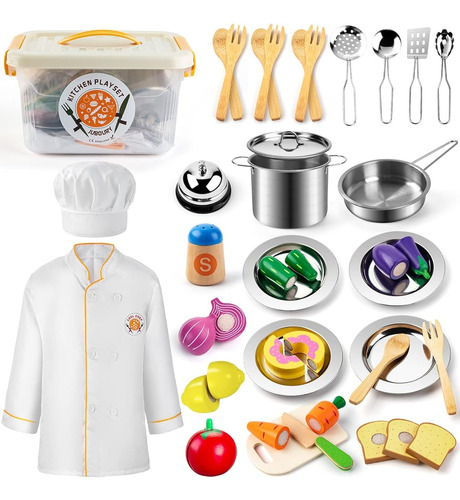 ~? Juboury Pretend Play Kitchen Set - Accesorios De Cocina D