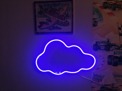 Letrero Led Neon En Acrilico De 3 Mm 40*43cm Nube Azul