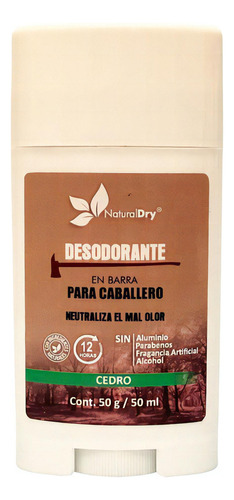 Desodorante Caballero Naturaldry En Barra 50g Vegano Fragancia Cedro