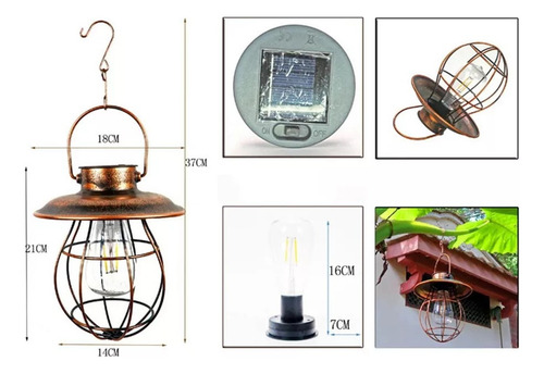 Linterna Solar Retro, Luz De Jardín Portátil 1