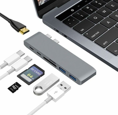 Univex Hub 7-1 Usb C Adaptador Usb C Hub Para Macbook Pro Air Hdmi 4k Microsd 