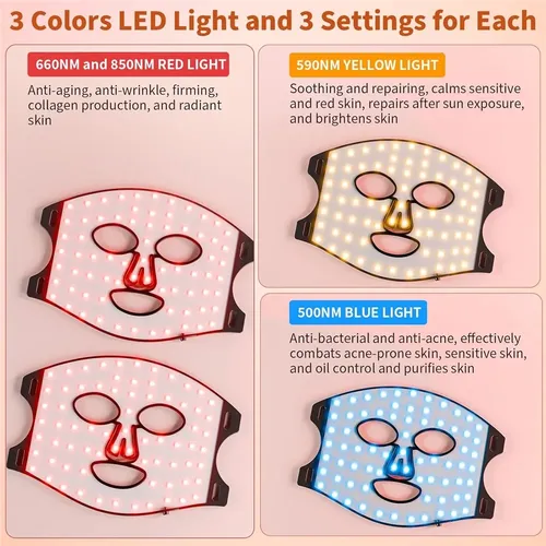 Z/máscara Facial De Terapia De Luz Vermelha 660nm 850nm Led 220v
