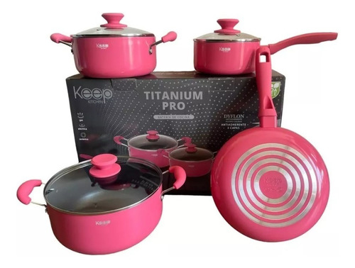Bateria Cocina 7 Piezas Keep Titanium Pro Colores Premium 