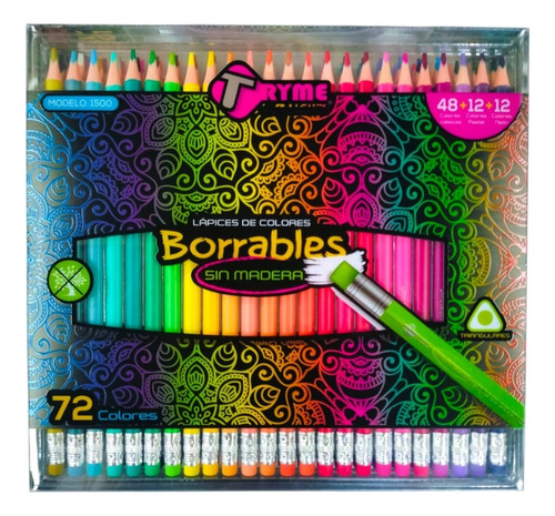 Lápices De Colores Borrables Tryme Set 72 Colores Diferentes