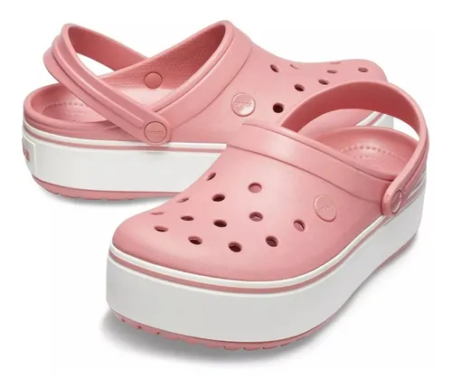 Zuecos Crocs Crocband Plataforma Celeste/rosa/negro