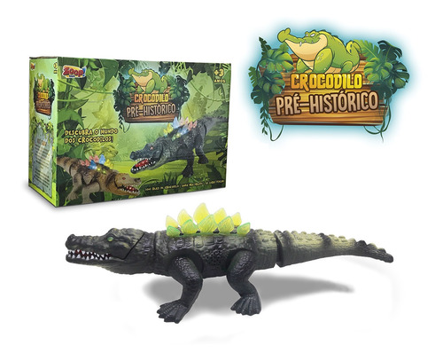 Crocodilo Pré Histórico Brinquedo Infantil Jacaré Som E Luz