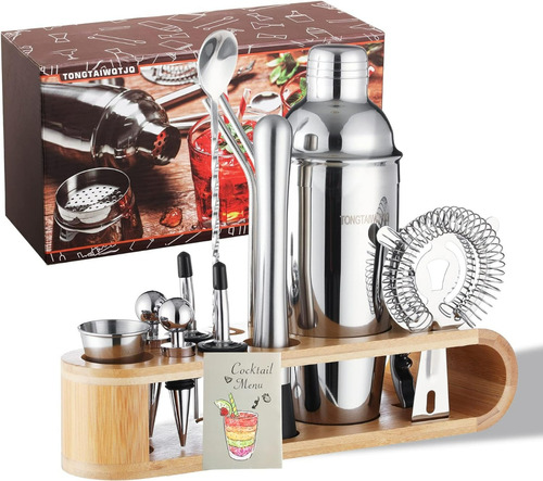 Kit De Coctelería Para Bartender Acero Inox 17 Piezas Tienda