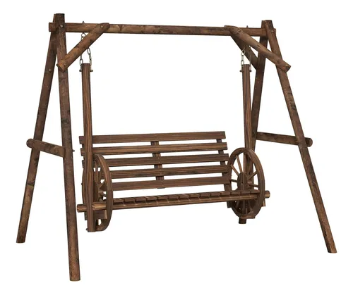 comprar Outsunny Silla Mecedora Columpio De Madera De 2 Asientos