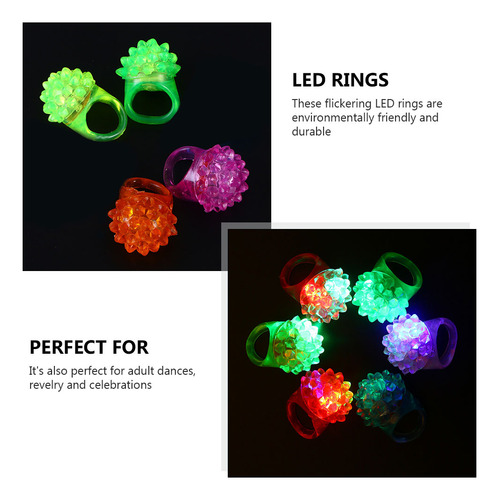 Anillos Led Brillantes Con Forma De Fresa, 8 Unidades, Para