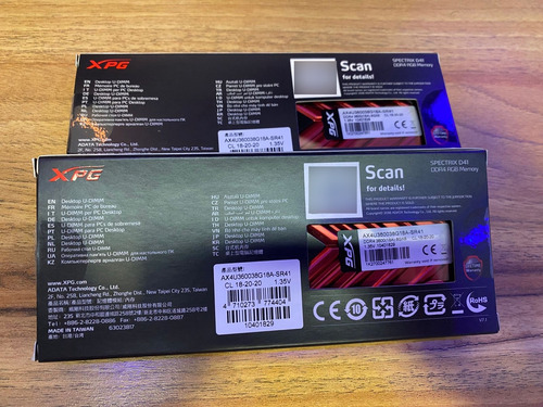 2 Memórias Xpg Spectrix D41 Rgb 8gb 3600mhz, Ddr4, Cl18 (Usado)