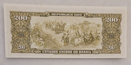 C098 200 Cruzeiros 2°estampa D. Pedro I Sob/fe Muito Rara