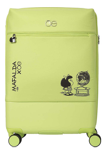 Maleta Vertical Mediana 24 PLG Mafalda X Cloe Documentar Color Verde limón