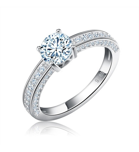 Imagen 5 de 10 de Anillo Compromiso Bañado Plata Zirconia Valentine