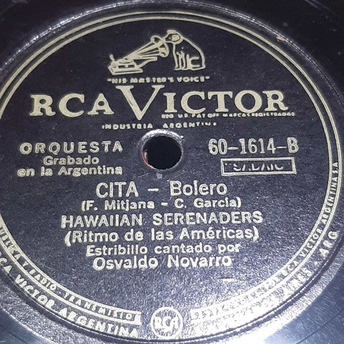 Pasta Hawaiian Serenaders Novarro 601614 Rca Victor C329