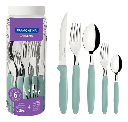 Juego De Cubiertos Tramontina X30 Piezas Ipanema Menta