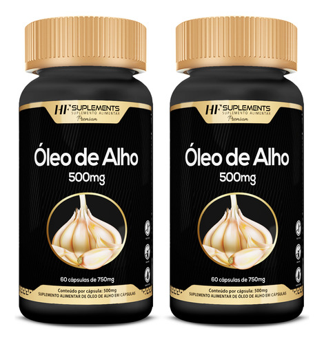 2x Oleo De Alho Premium 500mg 60caps Hf Suplements
