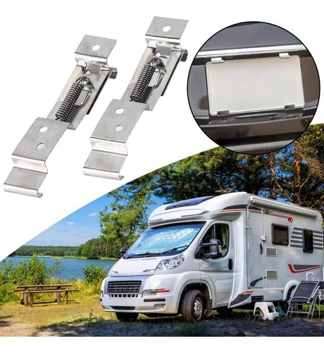 2 Soportes Rectangulares De Acero Inoxidable Con Resorte Par